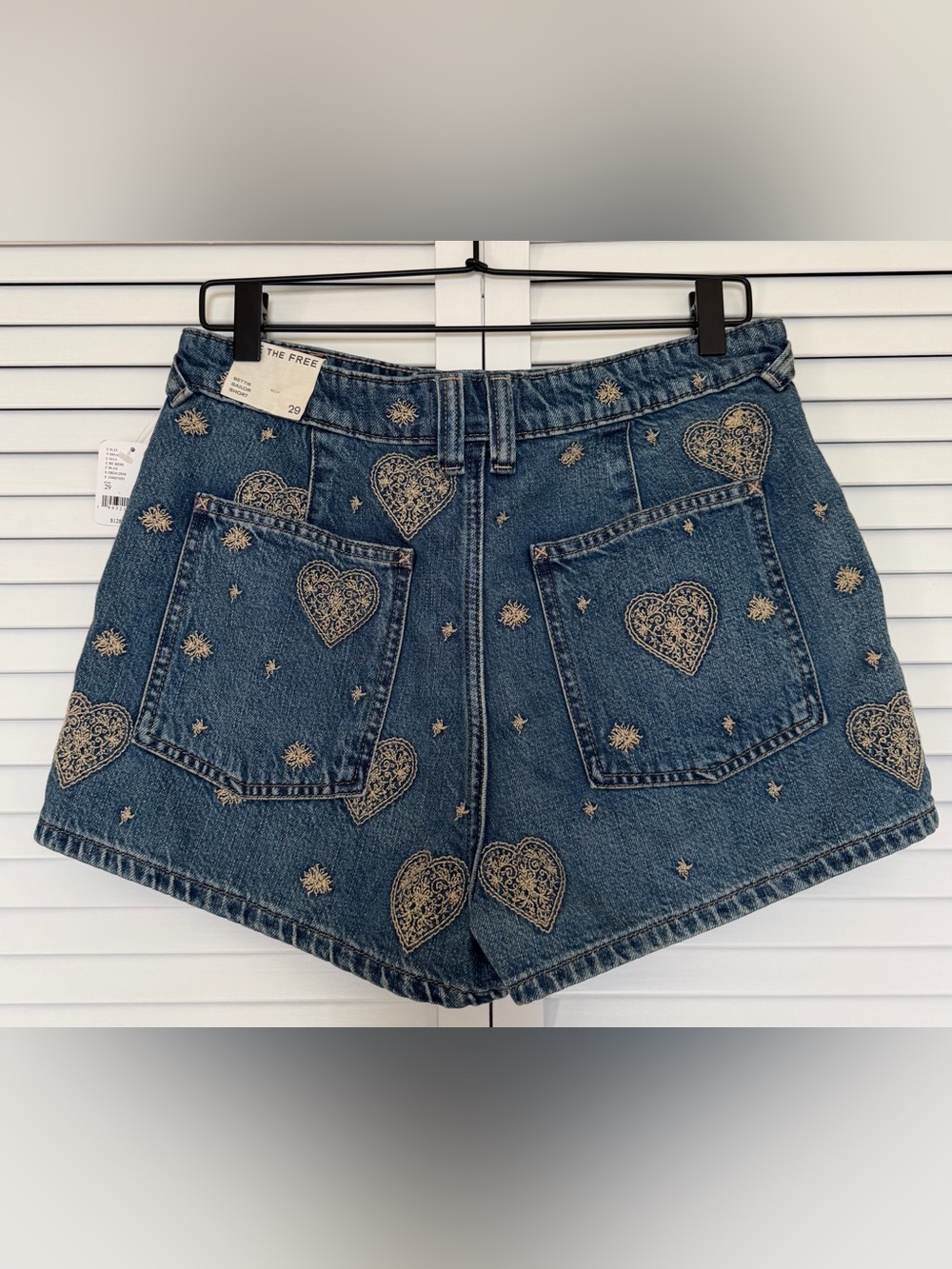 NWT We The Free Bettie Embroidered Sailor Denim Shorts - Picture 4 of 4
